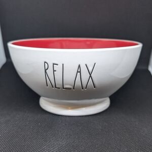 Rae Dunn Artisan Collection RELAX Red Ceramic Cereal Soup Bowl